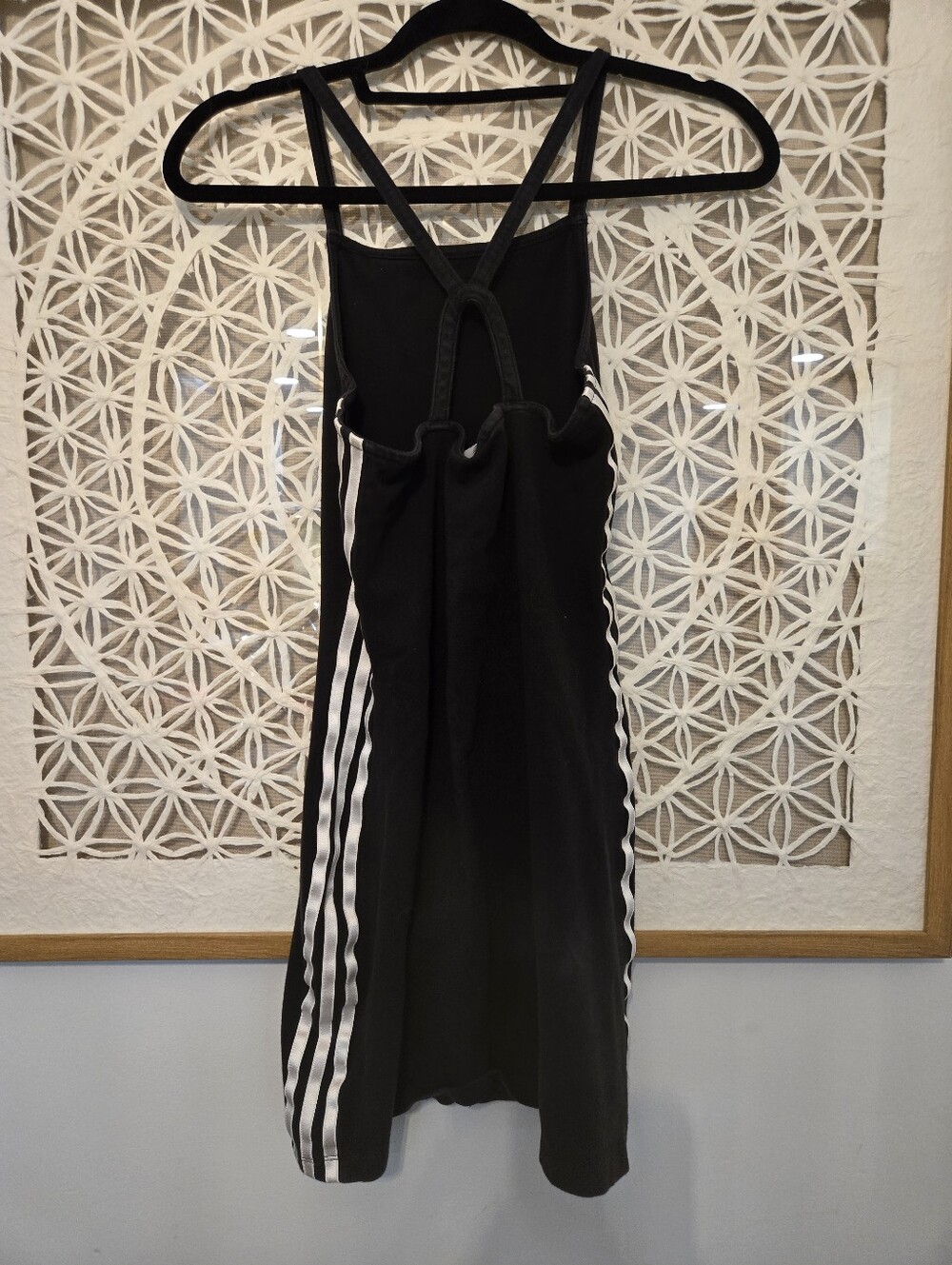 Adidas 3-stripe Jersey Minidress Black Slim Strappy Tank with White Trefoil Sz M - Picture 9 of 16